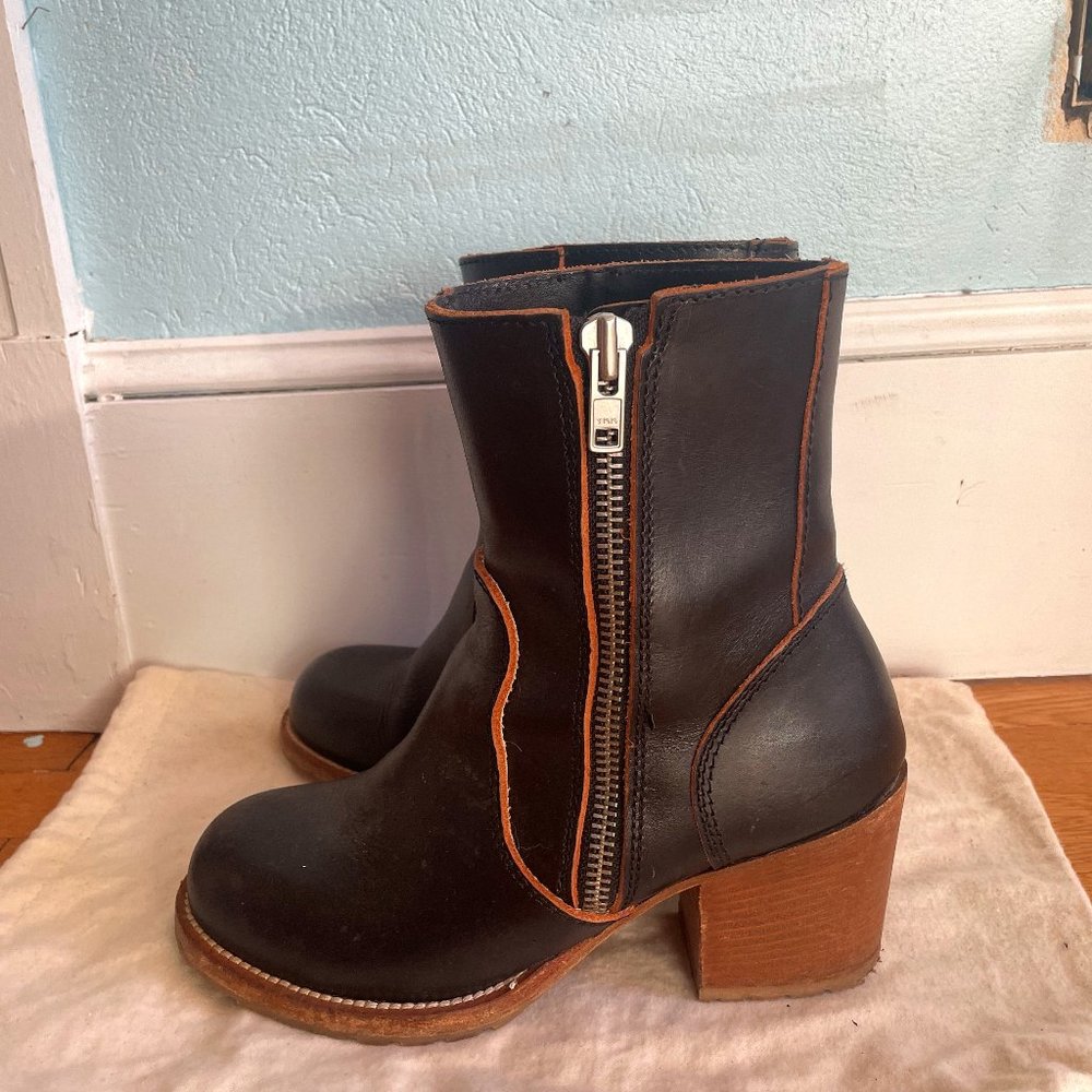 Swedish Hasbeens, heeled leather boots size 39 (runs large)